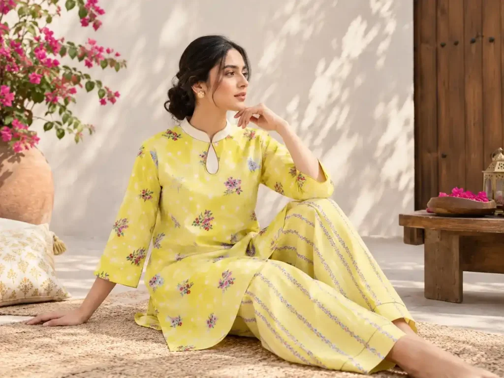 Daisy Bloom yellow printed cambric 2-piece suit by RAWA