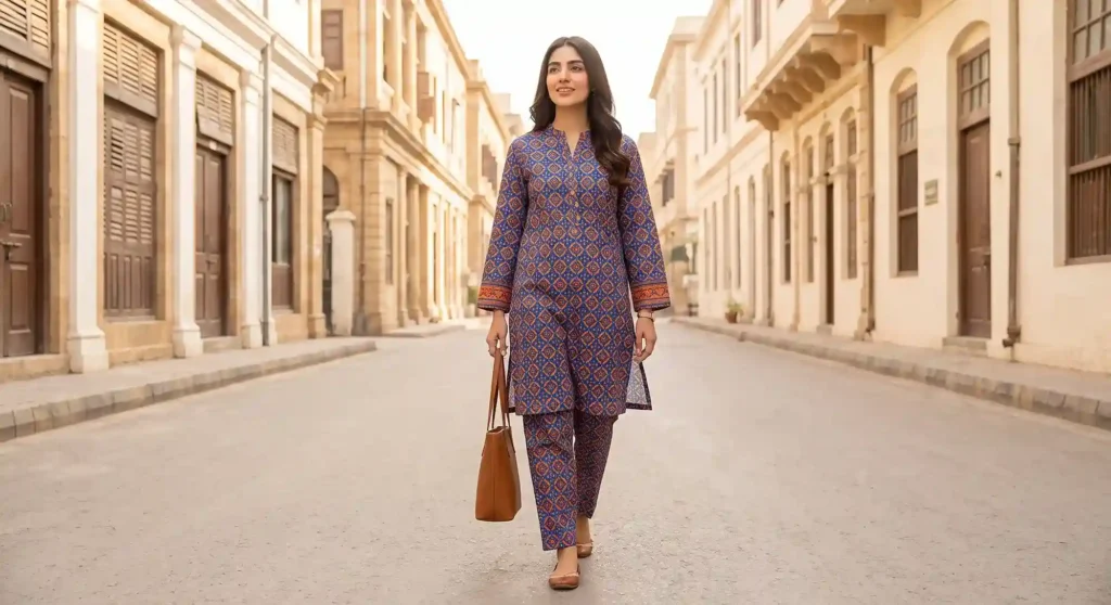Printed 2 piece summer suit for women
