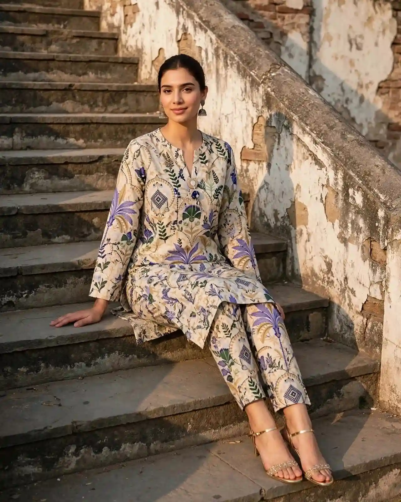 Ivory Arch Printed 2-Piece Suit