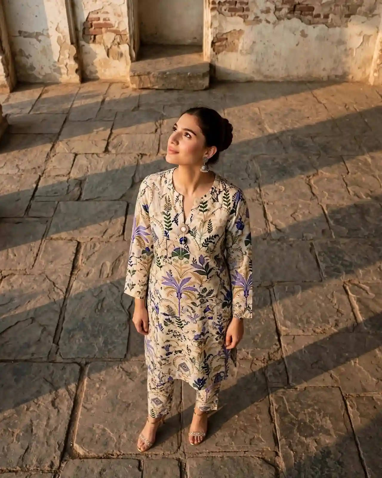 Ivory Printed Suit