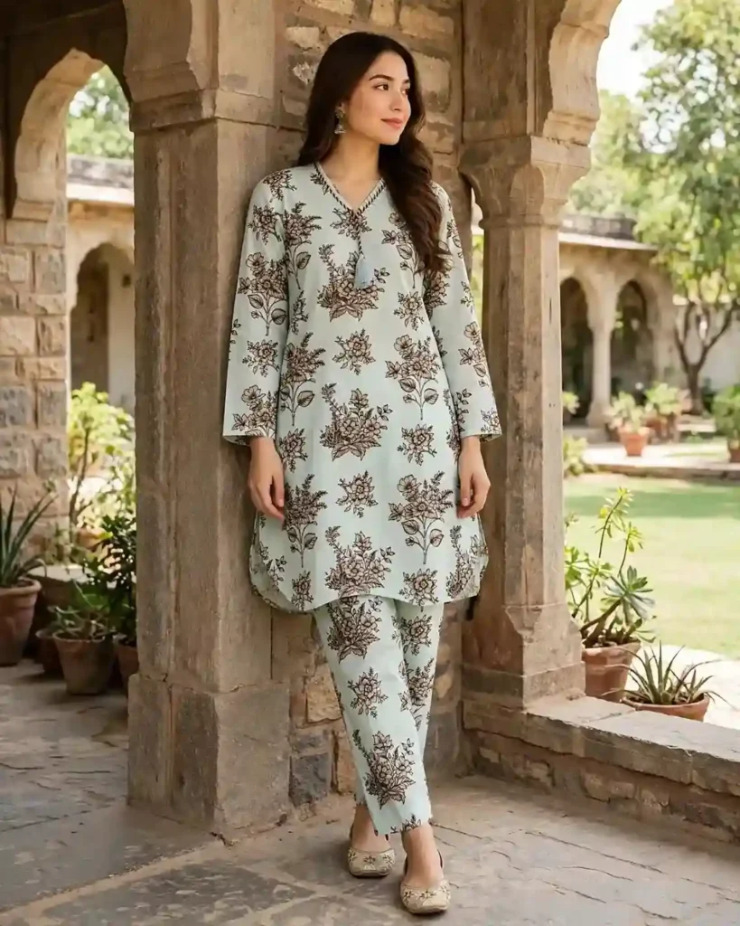 Mint Co Ord Printed 2 Piece Suit