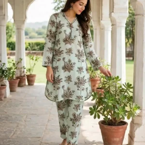 Mint Co-Ord Printed 2-Piece Suit