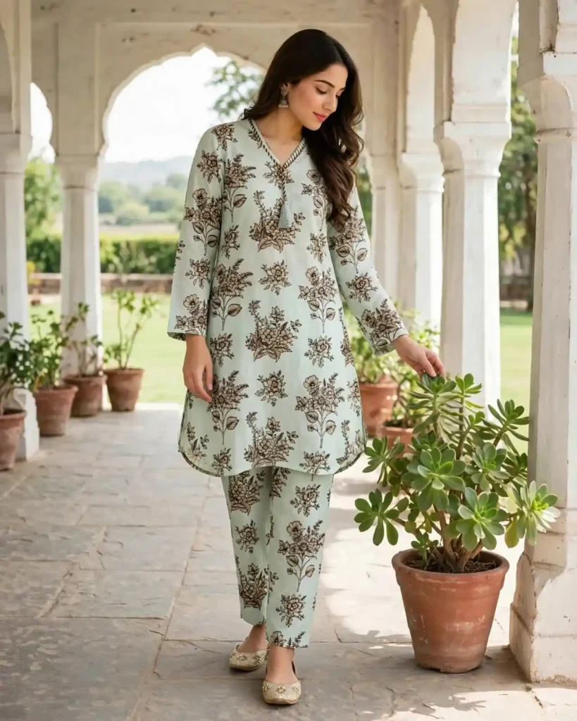 Mint Co-Ord Printed 2-Piece Suit