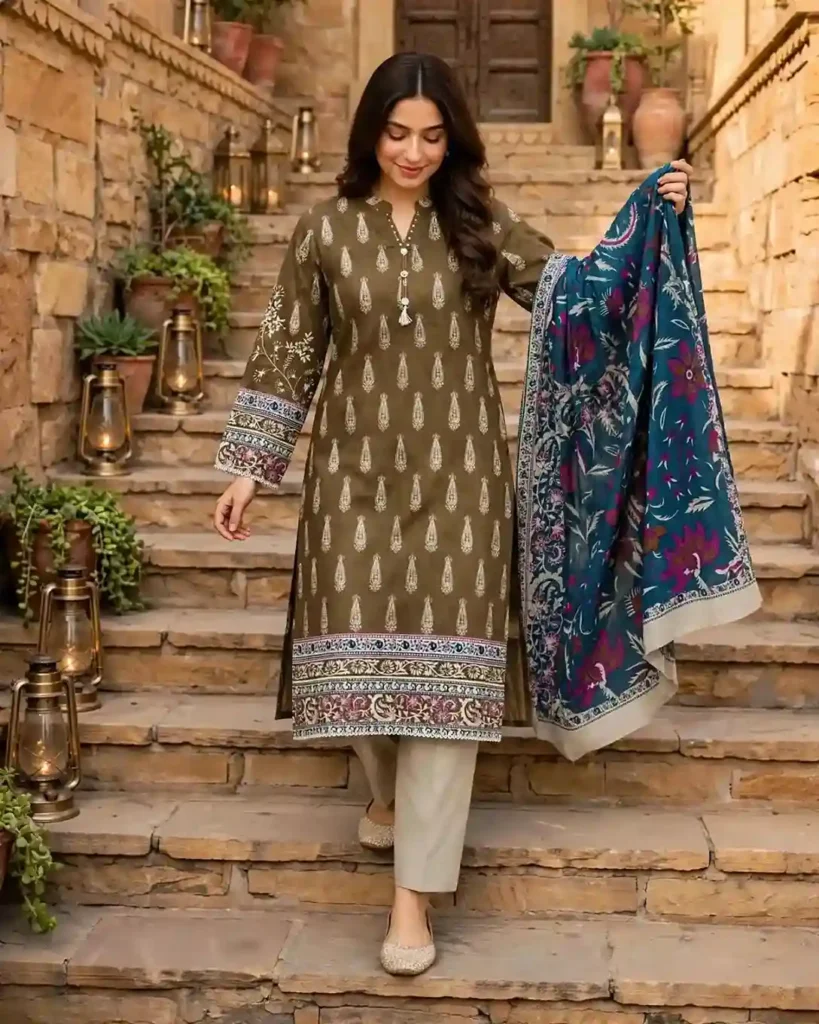 Printed 3 Piece Suit with Dupatta